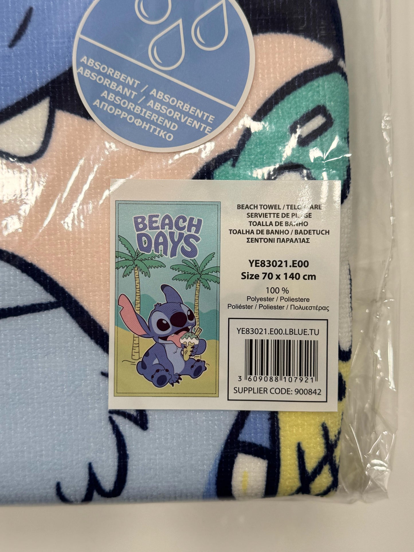 Toalla Playa Piscina Stitch Beach Days 70x140cm infantil de microfibra para niños - ByLeoZ