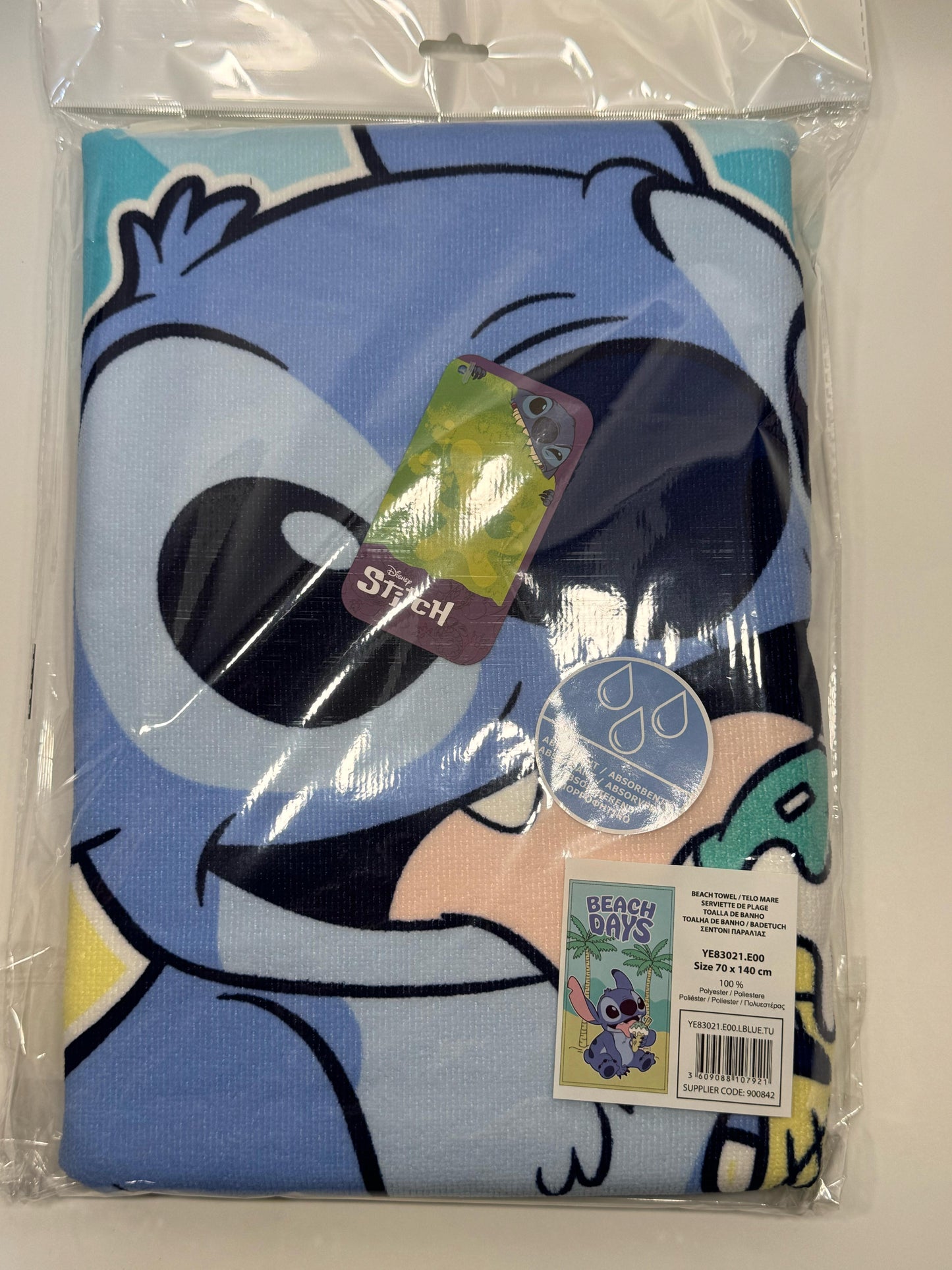Toalla Playa Piscina Stitch Beach Days 70x140cm infantil de microfibra para niños - ByLeoZ