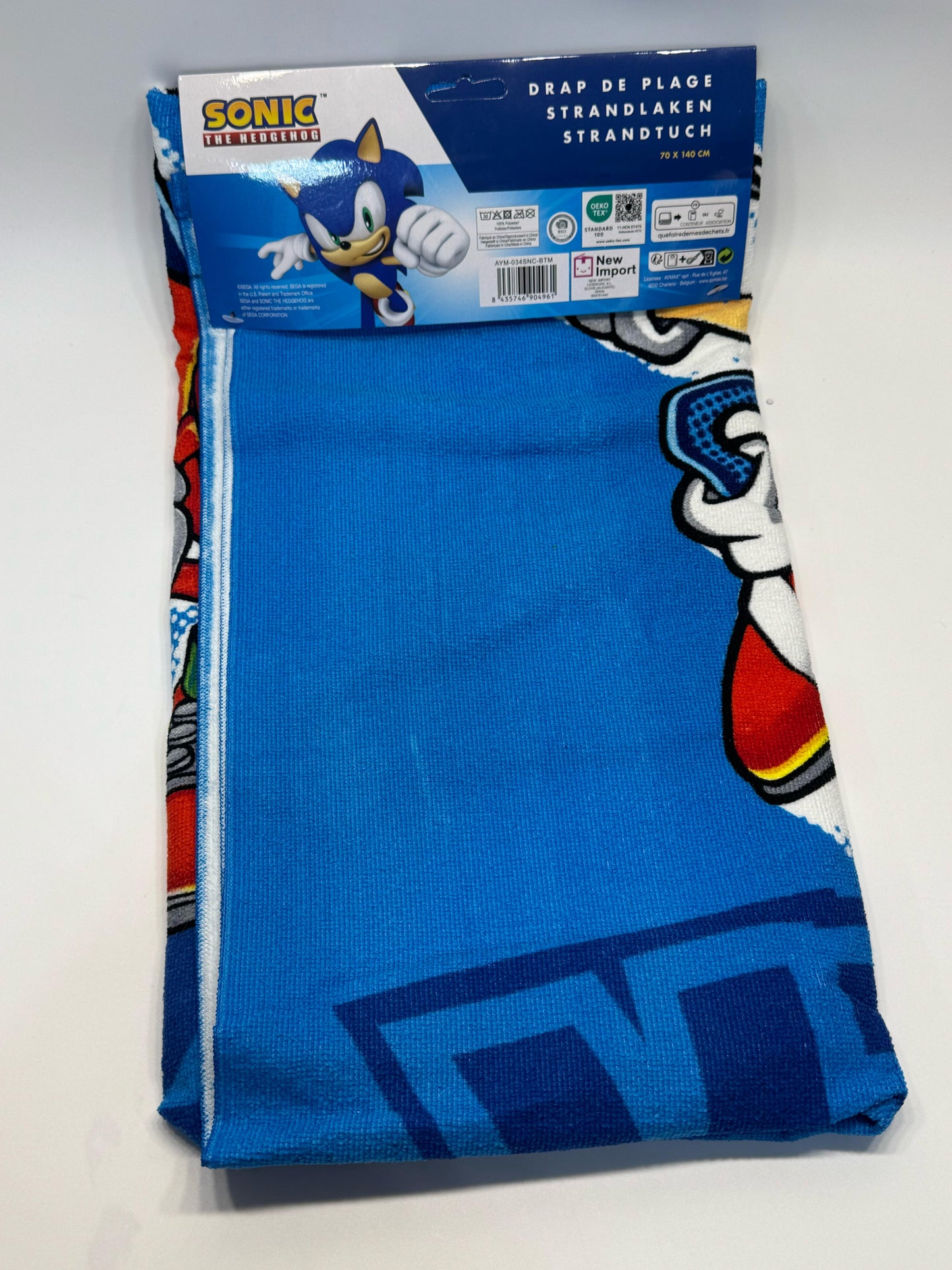 Toalla Playa Piscina Sonic 70x140cm infantil de microfibra para niños - ByLeoZ