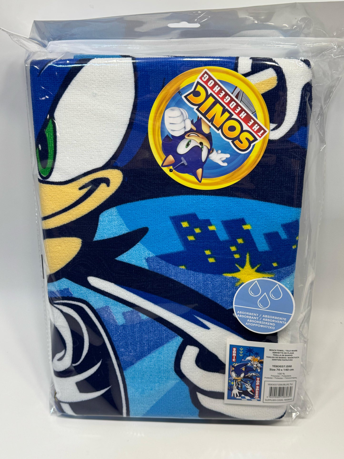 Toalla Playa Piscina Sonic Tails 70x140cm infantil de microfibra para niños - ByLeoZ
