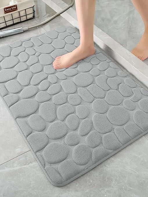 Alfombra de baño antideslizante efecto piedra gris (40x60cm) - ByLeoZ