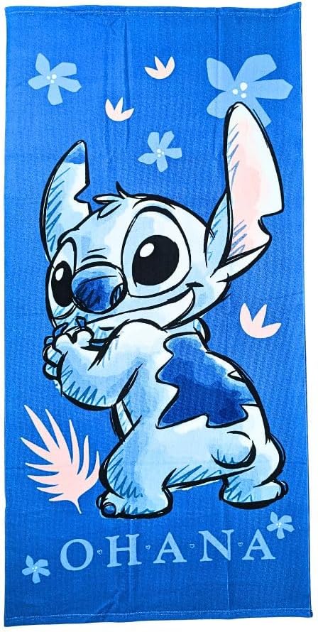 Toalla Playa Piscina Stitch Ohana 70x140cm infantil de microfibra para niños - ByLeoZ