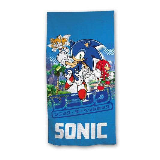 Toalla Playa Piscina Sonic 70x140cm infantil de microfibra para niños - ByLeoZ