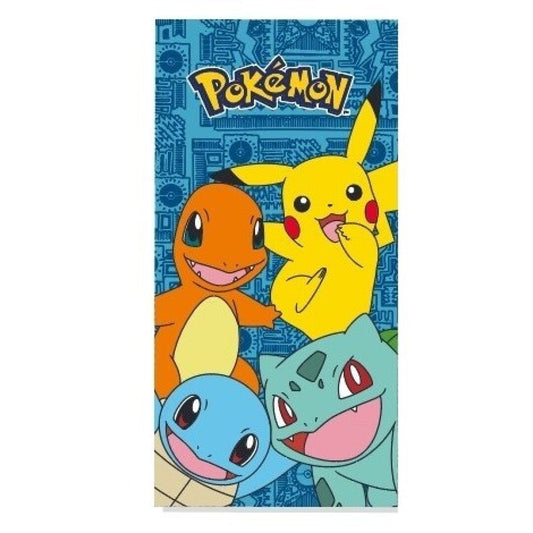 Toalla Playa Piscina Pokémon Iniciales 70x140cm infantil de microfibra para niños - ByLeoZ