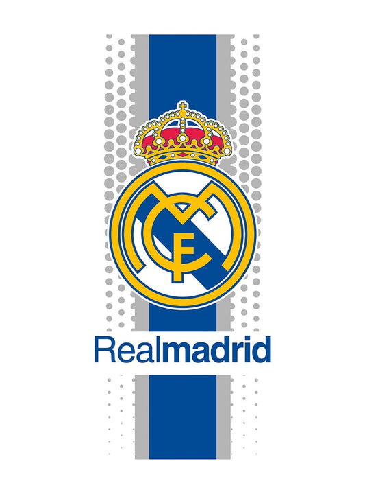 Toalla Playa Piscina Real Madrid Franja Oficial 70x140cm infantil de microfibra para niños - ByLeoZ