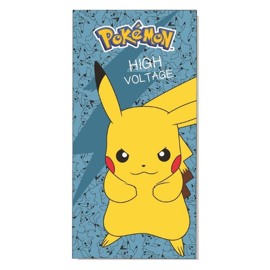 Toalla Playa Piscina Pokémon Pikachu High Voltage 70x140cm infantil de microfibra para niños - ByLeoZ