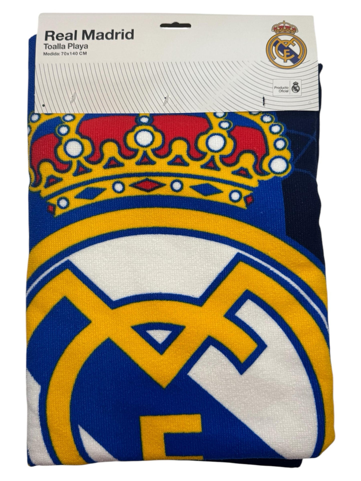 Toalla Playa Piscina Real Madrid Azul 70x140cm infantil de microfibra para niños - ByLeoZ