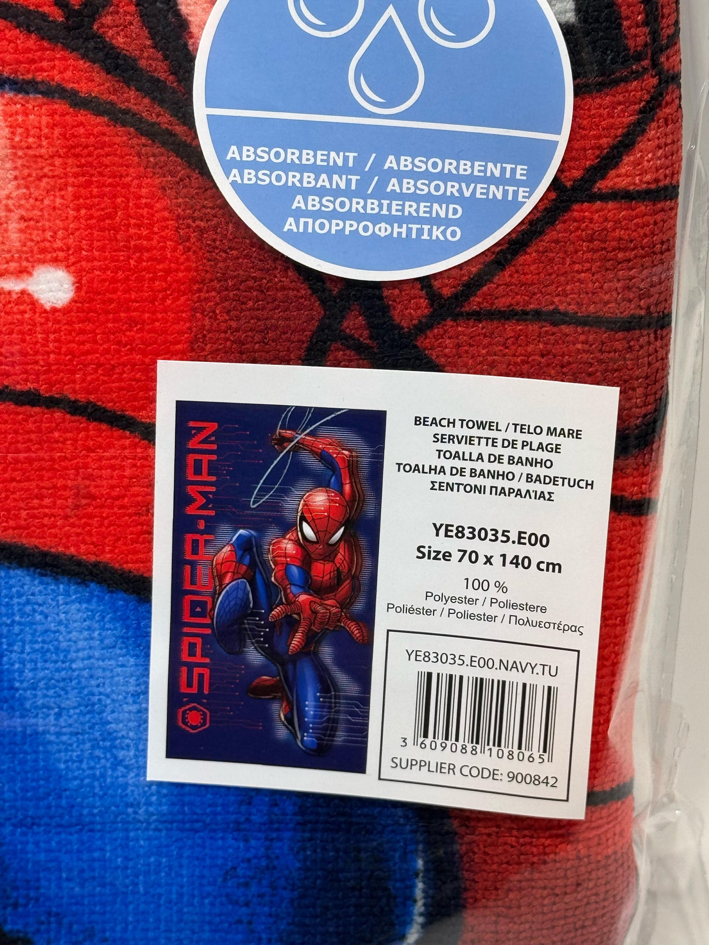 Toalla Playa Piscina Spiderman 70x140cm infantil de microfibra para niños - ByLeoZ