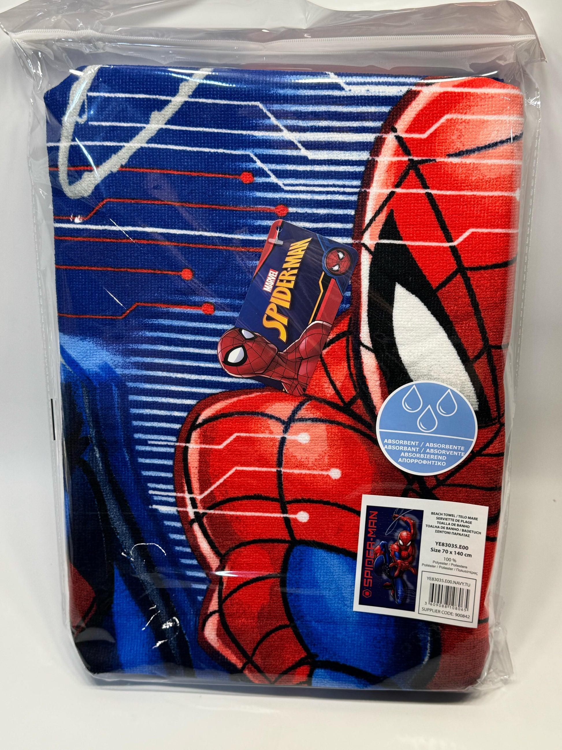 Toalla Playa Piscina Spiderman 70x140cm infantil de microfibra para niños - ByLeoZ