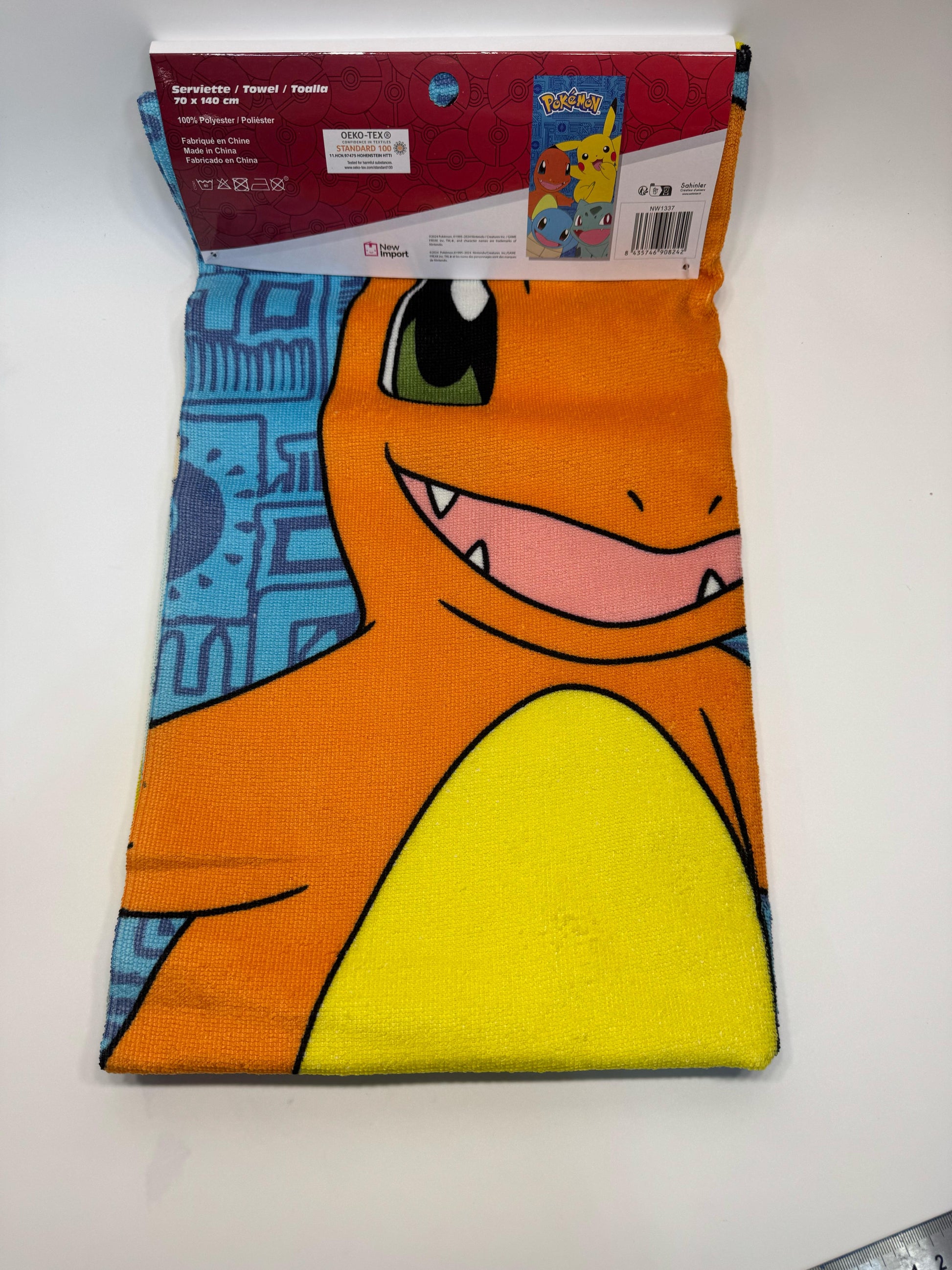Toalla Playa Piscina Pokémon Iniciales 70x140cm infantil de microfibra para niños - ByLeoZ