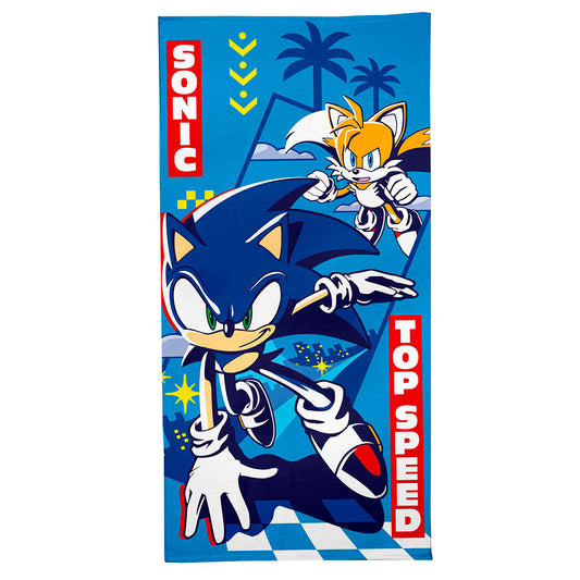 Toalla Playa Piscina Sonic Tails 70x140cm infantil de microfibra para niños - ByLeoZ